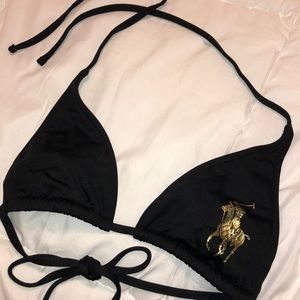 Authentic Polo Ralph Lauren Logo Black Bikini Top